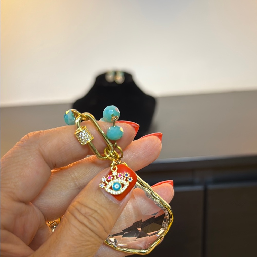 🌹Stunning Gold/Turquoise Crystal Jewelry Set 🪬 - Picture 6 of 13